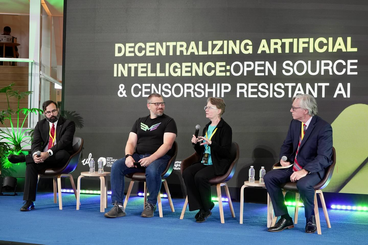 Panelists at the Radical Innovation Summit discussing decentralized AI and censorship-resistant technology